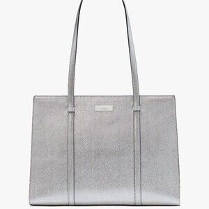 New Kate Spade Kenzie Metallic Large Tote Lunar Light